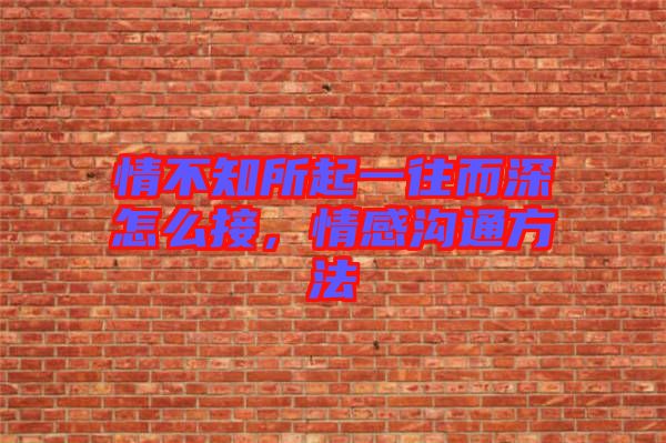 情不知所起一往而深怎么接，情感溝通方法