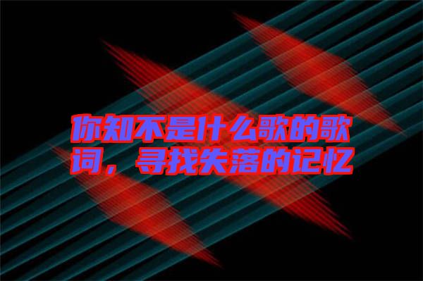 你知不是什么歌的歌詞，尋找失落的記憶