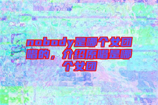 nobody是哪個女團唱的，介紹原唱是哪個女團