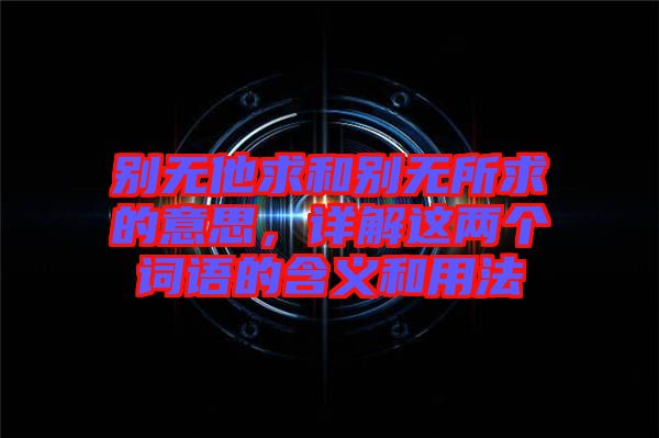 別無他求和別無所求的意思，詳解這兩個詞語的含義和用法