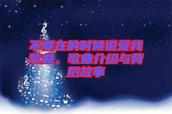 不要在的時候說愛我歌曲，歌曲介紹與背后故事