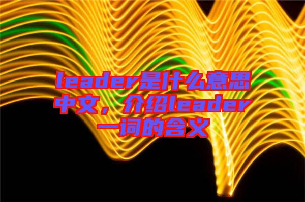 leader是什么意思中文，介紹leader一詞的含義