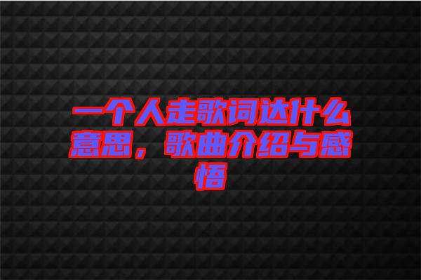 一個人走歌詞達什么意思，歌曲介紹與感悟