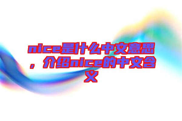 nice是什么中文意思，介紹nice的中文含義