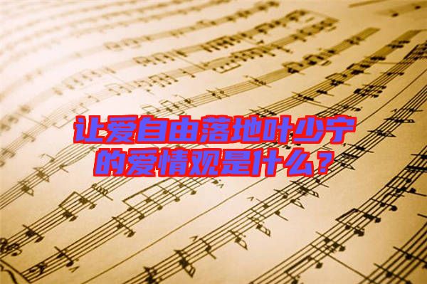 讓愛自由落地葉少寧的愛情觀是什么？