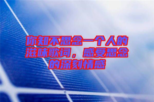 你知不思念一個(gè)人的滋味歌詞，感受思念的深刻情感