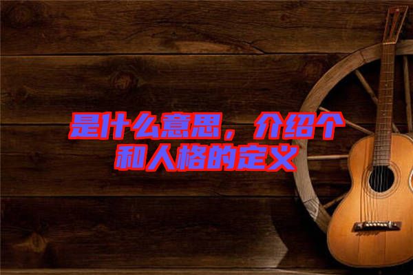 是什么意思，介紹個和人格的定義