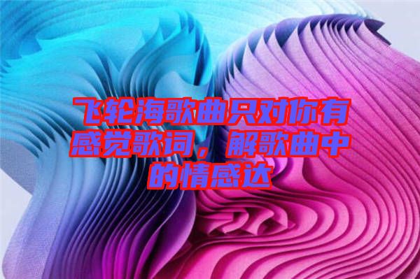 飛輪海歌曲只對你有感覺歌詞，解歌曲中的情感達