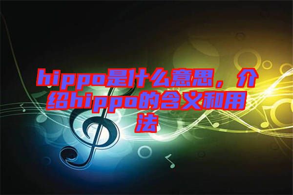 hippo是什么意思，介紹hippo的含義和用法
