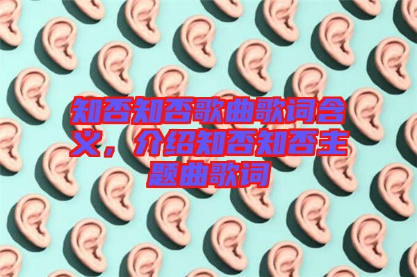 知否知否歌曲歌詞含義，介紹知否知否主題曲歌詞