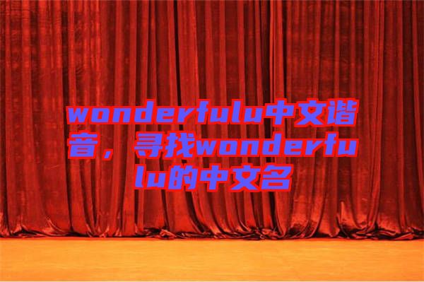 wonderfulu中文諧音，尋找wonderfulu的中文名