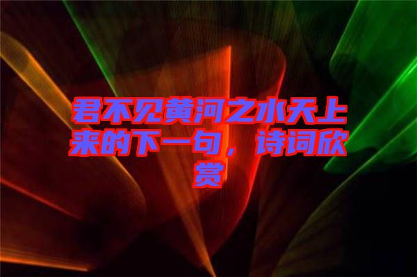 君不見黃河之水天上來的下一句，詩詞欣賞