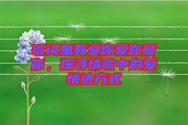 歌詞里有愛(ài)你愛(ài)你愛(ài)你，探尋情歌中的愛(ài)情達(dá)方式