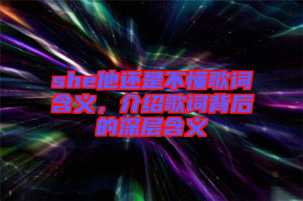 she他還是不懂歌詞含義，介紹歌詞背后的深層含義