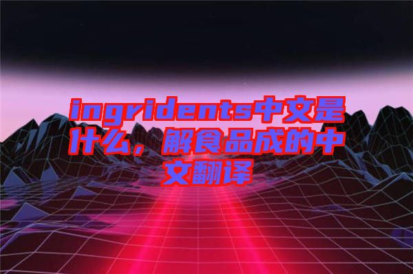 ingridents中文是什么，解食品成的中文翻譯