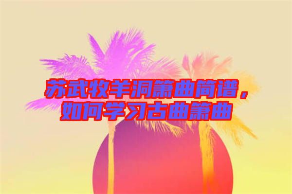 蘇武牧羊洞簫曲簡譜，如何學(xué)習(xí)古曲簫曲