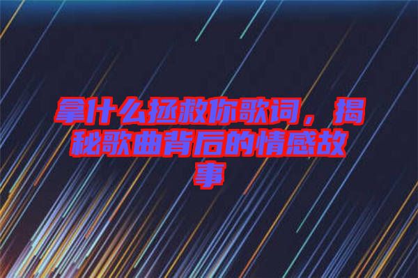 拿什么拯救你歌詞，揭秘歌曲背后的情感故事