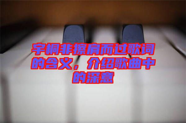 宇桐非擦肩而過歌詞的含義，介紹歌曲中的深意