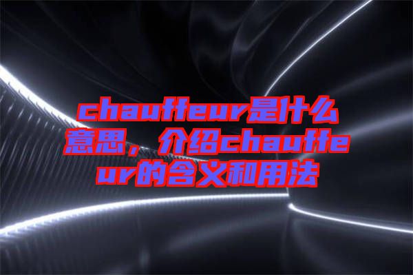 chauffeur是什么意思，介紹chauffeur的含義和用法