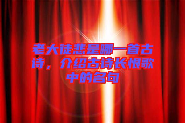 老大徒悲是哪一首古詩(shī)，介紹古詩(shī)長(zhǎng)恨歌中的名句