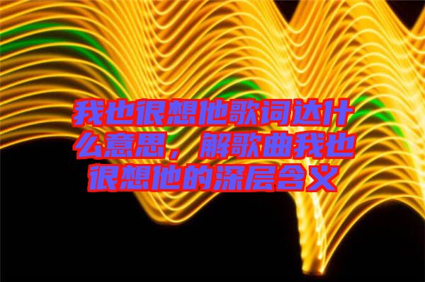 我也很想他歌詞達(dá)什么意思，解歌曲我也很想他的深層含義