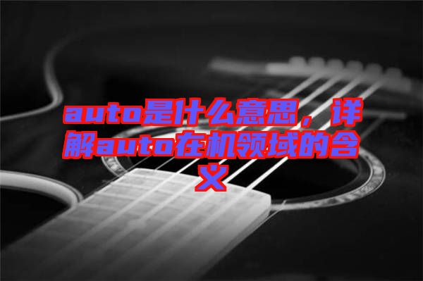 auto是什么意思，詳解auto在機領域的含義