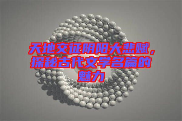 天地交征陰陽大悲賦，探秘古代文學名篇的魅力