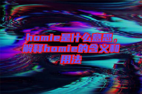 homie是什么意思，解釋homie的含義和用法