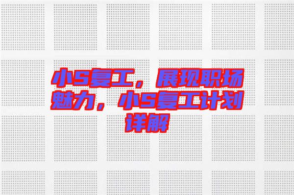 小S復(fù)工，展現(xiàn)職場魅力，小S復(fù)工計劃詳解