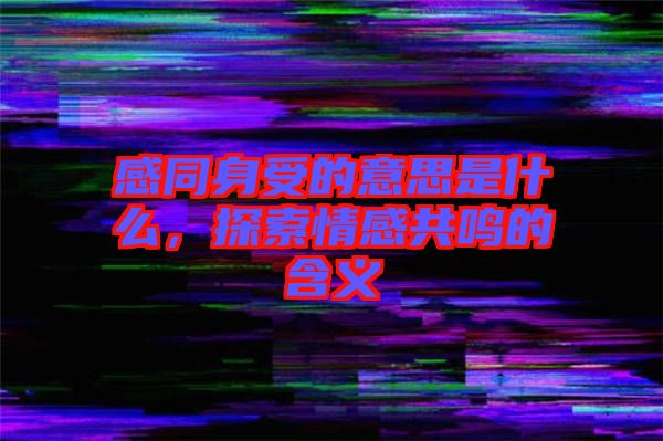 感同身受的意思是什么，探索情感共鳴的含義
