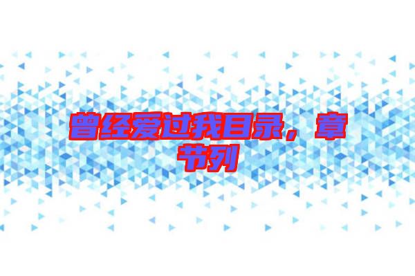 曾經(jīng)愛過我目錄，章節(jié)列
