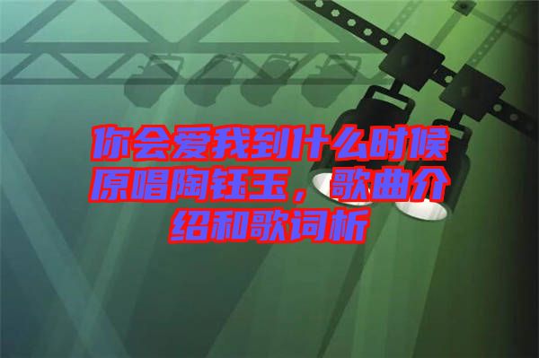 你會(huì)愛我到什么時(shí)候原唱陶鈺玉，歌曲介紹和歌詞析