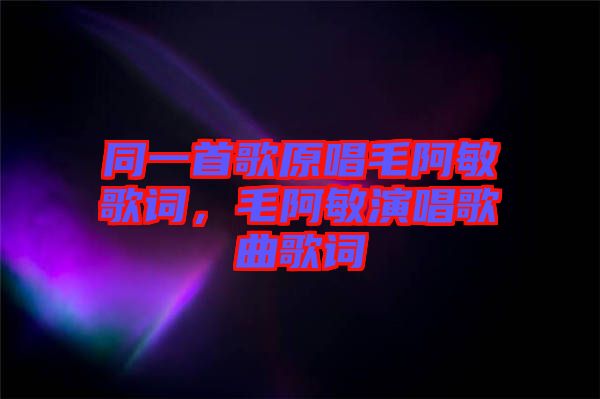 同一首歌原唱毛阿敏歌詞，毛阿敏演唱歌曲歌詞
