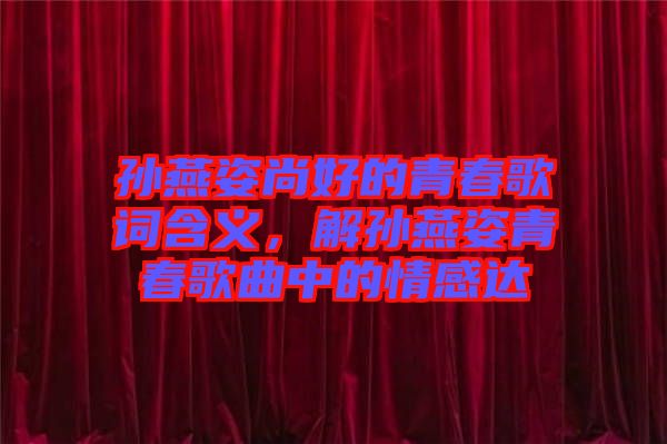 孫燕姿尚好的青春歌詞含義，解孫燕姿青春歌曲中的情感達