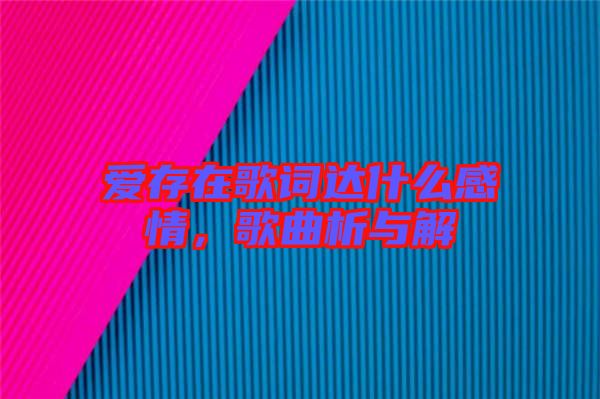 愛存在歌詞達(dá)什么感情，歌曲析與解