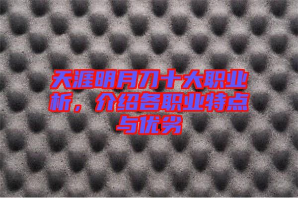 天涯明月刀十大職業(yè)析，介紹各職業(yè)特點(diǎn)與優(yōu)劣