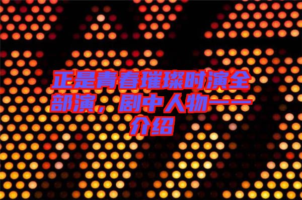 正是青春璀璨時演全部演，劇中人物一一介紹