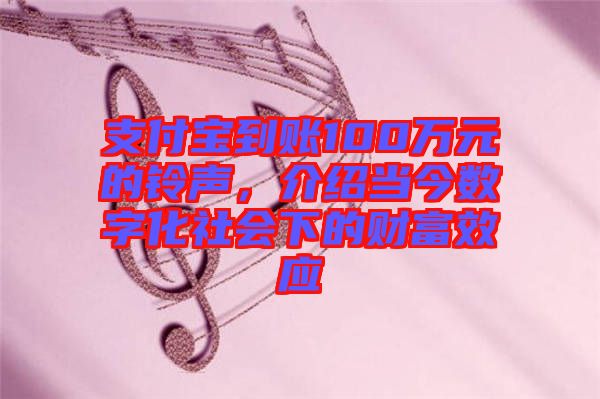 支付寶到賬100萬元的鈴聲，介紹當(dāng)今數(shù)字化社會下的財(cái)富效應(yīng)