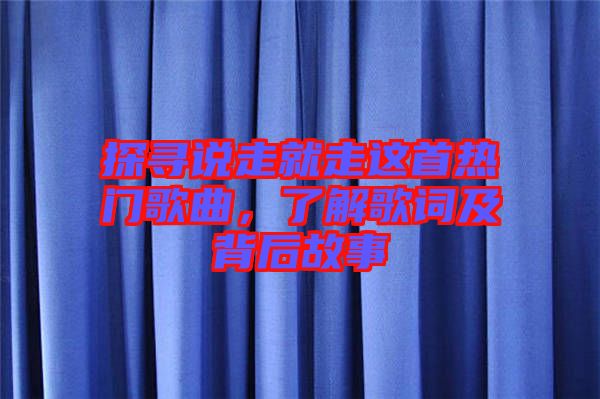 探尋說(shuō)走就走這首熱門歌曲，了解歌詞及背后故事