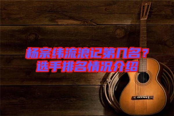 楊宗緯流浪記第幾名？選手排名情況介紹