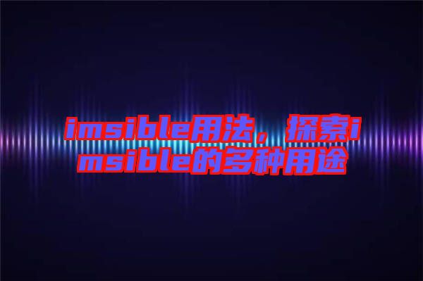 imsible用法，探索imsible的多種用途