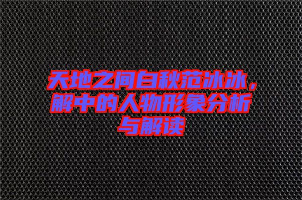 天地之間白秋范冰冰，解中的人物形象分析與解讀
