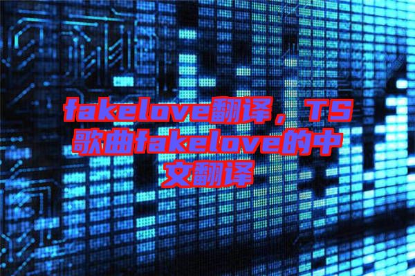 fakelove翻譯，TS歌曲fakelove的中文翻譯