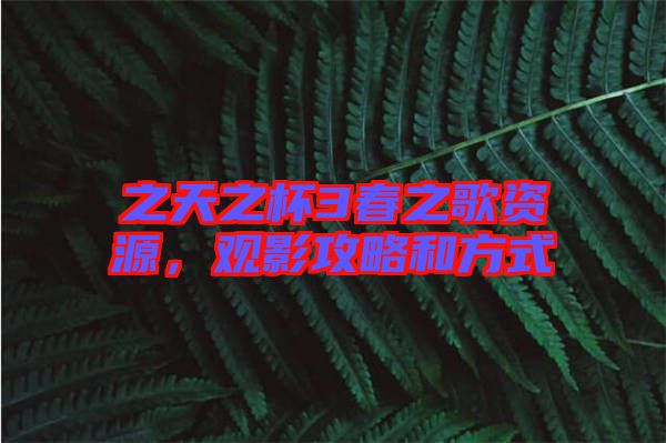 之天之杯3春之歌資源，觀影攻略和方式