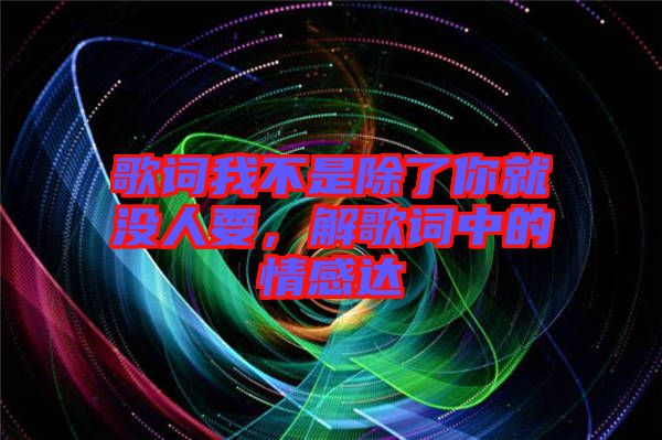 歌詞我不是除了你就沒人要，解歌詞中的情感達