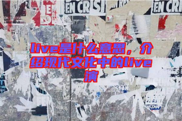 live是什么意思，介紹現(xiàn)代文化中的live演