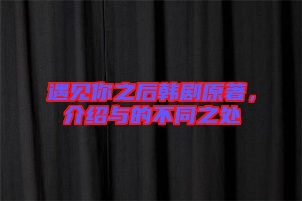 遇見你之后韓劇原著，介紹與的不同之處