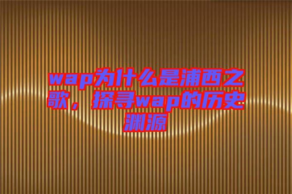 wap為什么是浦西之歌，探尋wap的歷史淵源