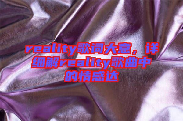 reality歌詞大意，詳細解reality歌曲中的情感達