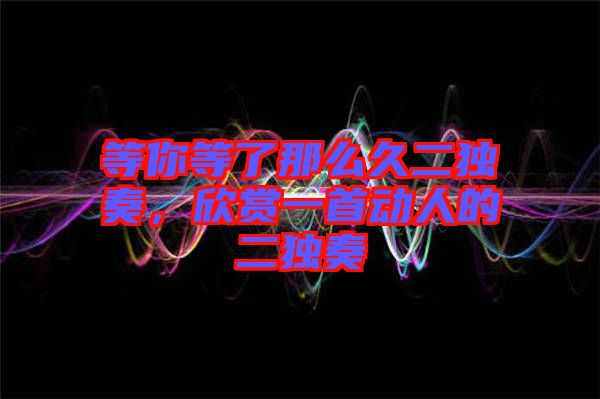 等你等了那么久二獨(dú)奏，欣賞一首動人的二獨(dú)奏